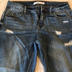 Cropped, distressed jeans